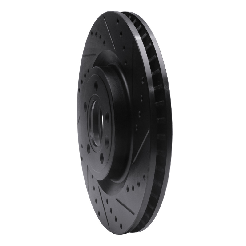 Ford Mustang Brake Rotor (1) - Front Right - R1 Concepts - Drilled & Slotted - Black - `11-`14